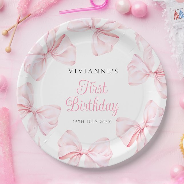 Assiettes En Carton Première fête de la fille aux pieds roses (Créateur téléchargé)