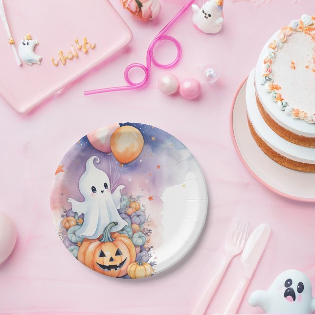 Assiettes En Carton Première fête du Boo-Day - Fantôme et Citrouille (Créateur téléchargé)