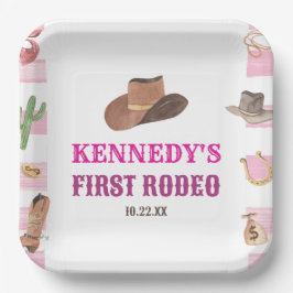 Assiettes En Carton Première Rodéo Cowgirl 1ère fête d'anniversaire