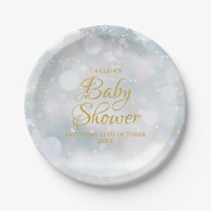 Assiettes En Carton Premières flocons de neige Baby Shower / Sprinkle 
