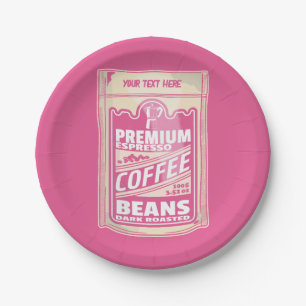 Assiettes En Carton Premium espresso café haricots rose nourriture pop