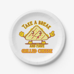 Assiettes En Carton Prenez une pause et mangez du fromage grillé