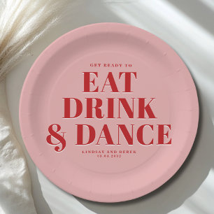 Assiettes En Carton PRÉPAREZ-VOUS À MANGER BOIRE ET DANSER ! Mariage