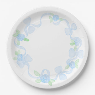 Assiettes En Carton Préppy Aquarelle Grand-millénaire Hydrangeas Bows
