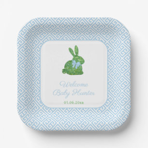 Assiettes En Carton Preppy Boxwood Bunny Baby Boy Douche garçon
