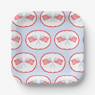 Assiettes En Carton Preppy Boys Red White & Two Patriotic Birthday
