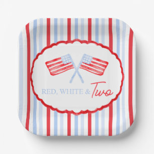Assiettes En Carton Preppy Boys Red White & Two Patriotic Birthday