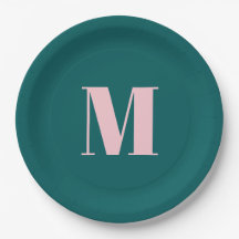 Preppy Turquoise rose moderne Feminine Monogramme 