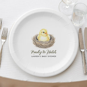 Assiettes En Carton Prêt À Atteindre Le Baby shower Chick De Ressort J
