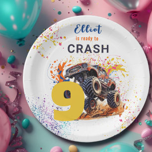 Assiettes En Carton Prêt à écraser anniversaire camion monstre
