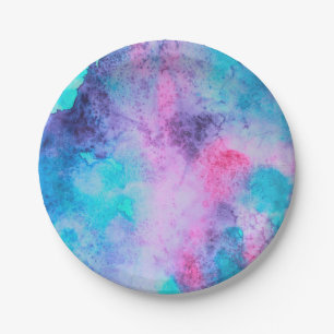 Assiettes En Carton Pretty Pink Blue Purple Salty Watercolor