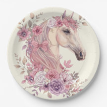 Pretty Ponies and Petals Horse Party Plate – 9”