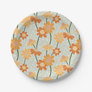 Assiettes En Carton Pretty retro muted 1970 s flowers