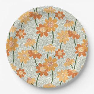 Assiettes En Carton Pretty retro muted 1970 s flowers