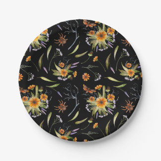 Assiettes En Carton Pretty Spooky: Halloween Flowers, Spiders and Moth