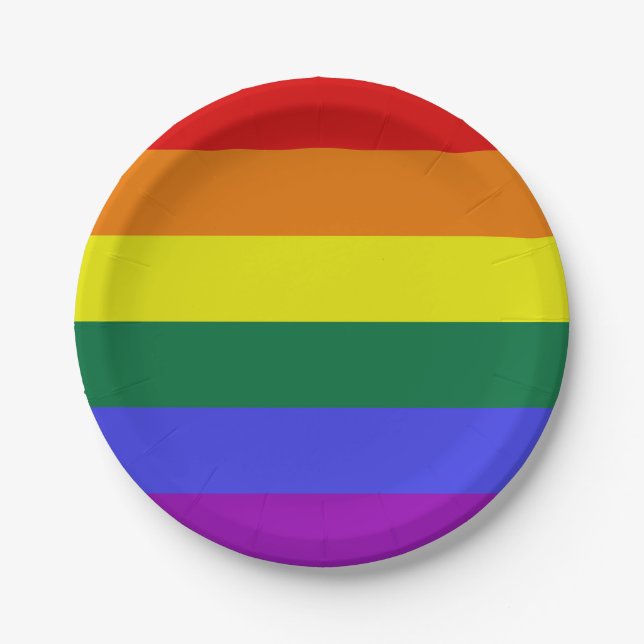Assiettes En Carton Pride LGBT Arc-en-ciel (Devant)