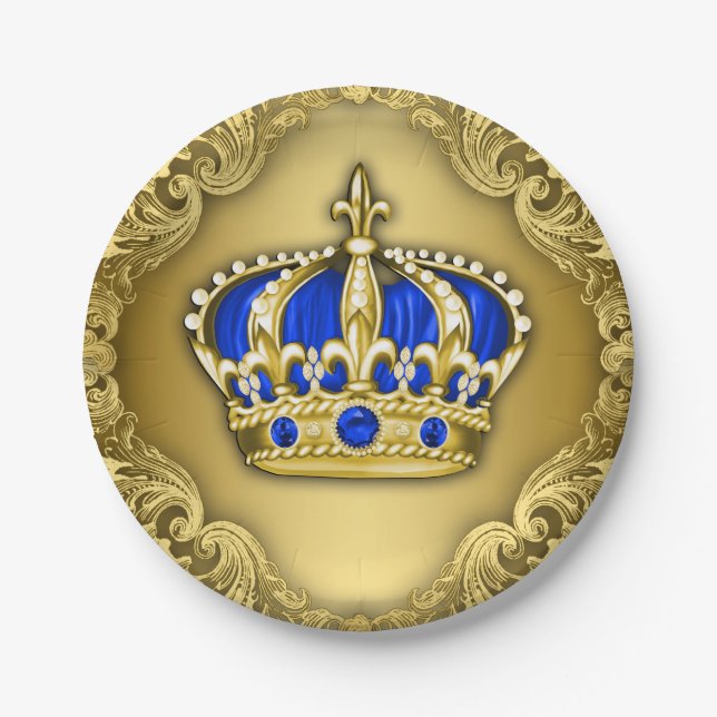 Assiettes En Carton Prince héritier Royal Blue Prince Baby shower (Devant)