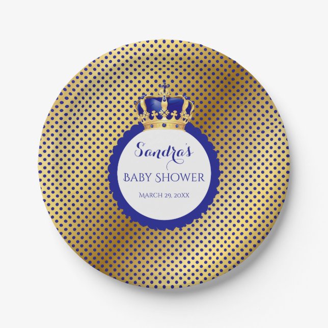 Assiettes En Carton Prince Royal Blue Gold Crown (Devant)
