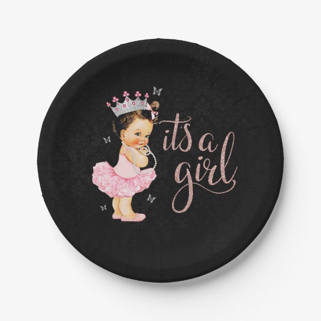 Assiettes En Carton Princess C'est une fille Baby shower plaques (Devant)