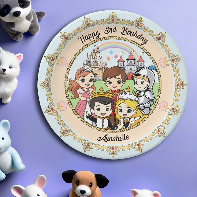 Assiettes En Carton Princess et Prince Fairytale Castle Cute Cartoon (Créateur téléchargé)