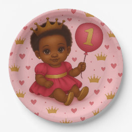Assiettes En Carton Princess Pink & Gold Baby Girl Birthday