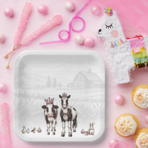 Assiettes En Carton Princesse Animaux Fête d'anniversaire