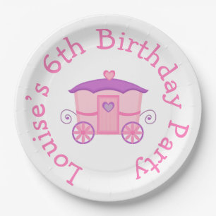 Assiettes En Carton Princesse Anniversaire rose et violet