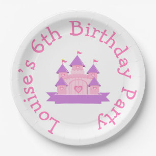 Assiettes En Carton Princesse Anniversaire rose et violet