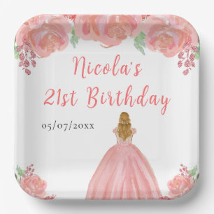 Assiettes En Carton Princesse aux Cheveux Blonds Fête d'Anniversaire F