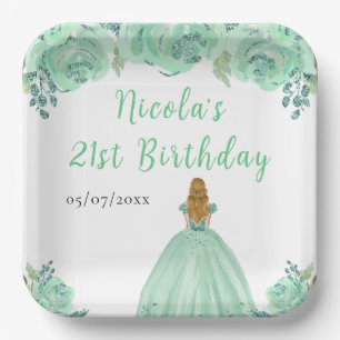 Assiettes En Carton Princesse aux Cheveux Blonds Fête d'Anniversaire F