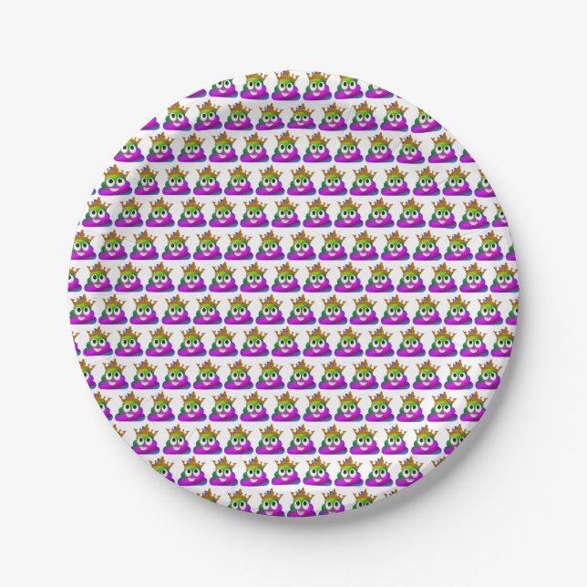 Assiettes En Carton Princesse Crown Rainbow Emoji Poop (Devant)