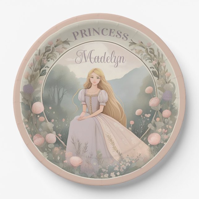 Assiettes En Carton Princesse Enchantée Rapunzel (Devant)