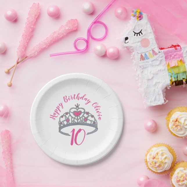 Assiettes En Carton Princesse Joyeuse fête d'anniversaire Tiara (Fête)