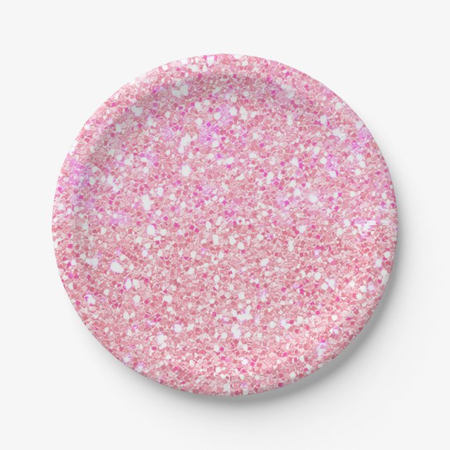 Assiettes En Carton Princesse Parties scintillant rose Glam Custom Par (Devant)