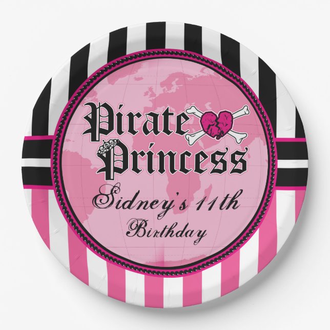 Assiettes En Carton Princesse Party de pirate (Devant)