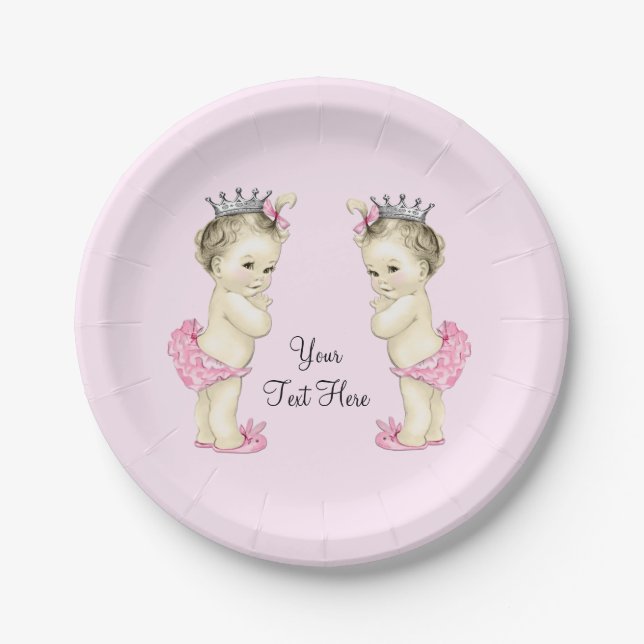 Assiettes En Carton Princesse Rose Twin Baby Girl (Devant)