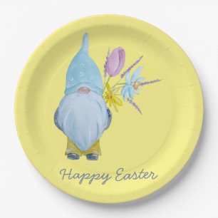 Assiettes En Carton Printemps Gnome Joyeux Pâques