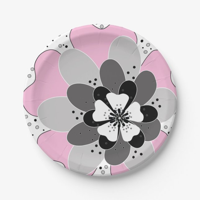 Assiettes En Carton Printemps rose (Devant)