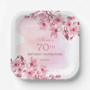 Assiettes En Carton Printemps Sakura Cherry Blossom Crème rose Anniver