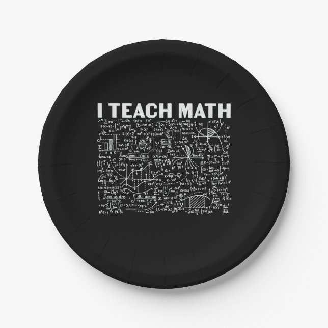 Assiettes En Carton Professeur de mathématiques J'enseigne les mathéma (Devant)