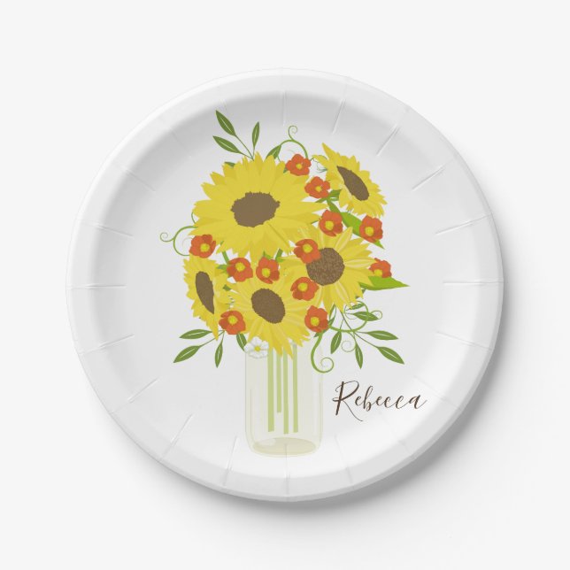 Assiettes En Carton Profitez de vos tournesols (Devant)