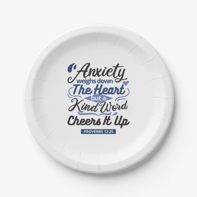 Assiettes En Carton Proverbs 12:25 Bible Verse – Kind Word Art (Devant)