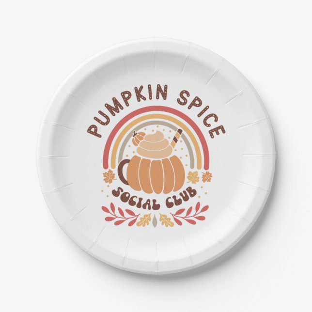 Assiettes En Carton Pumpkin Spice Social Club – Cute Fall PSL  (Devant)