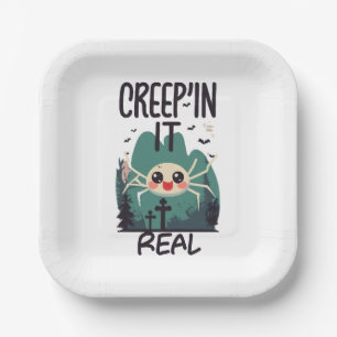 Assiettes En Carton Pun de l'araignée de Halloween Kawaii