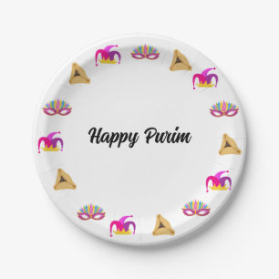Assiettes En Carton Purim Masquerade Casquette et Hamentashen Plaque p
