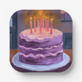 Assiettes En Carton Purple Birthday Cake Painting Birthday Party