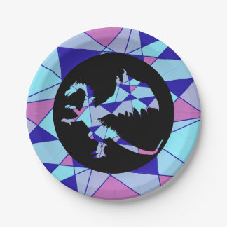 Assiettes En Carton Purple blue pink triangle abstract 