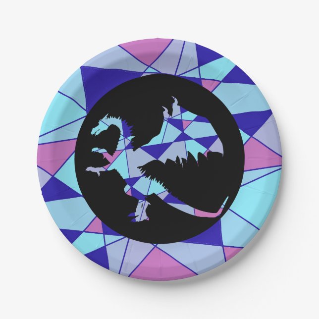 Assiettes En Carton Purple blue pink triangle abstract  (Devant)