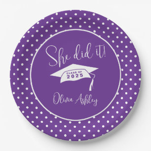 Assiettes En Carton Purple Elle L'A Fait Graduation