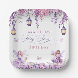 Assiettes En Carton Purple Floral Fantasy Fairy First Birthday